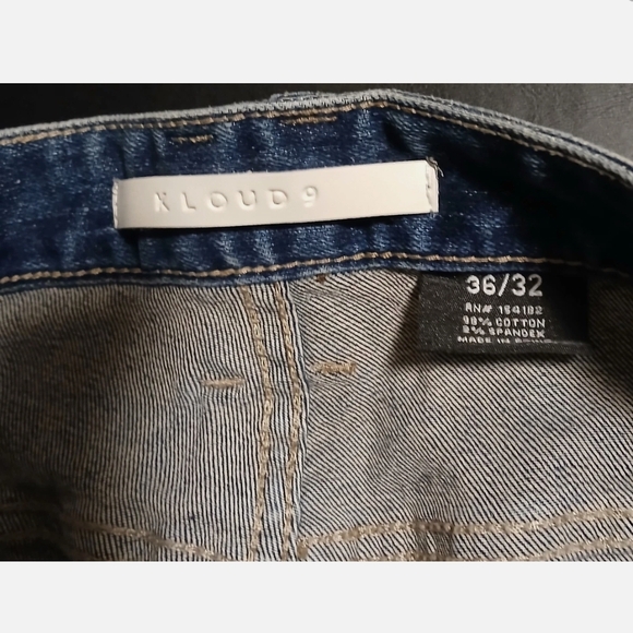 Kloud 9 Light Blue Jean Distressed Painted Design With broken heart Size 36/32 - Picture 2 of 3